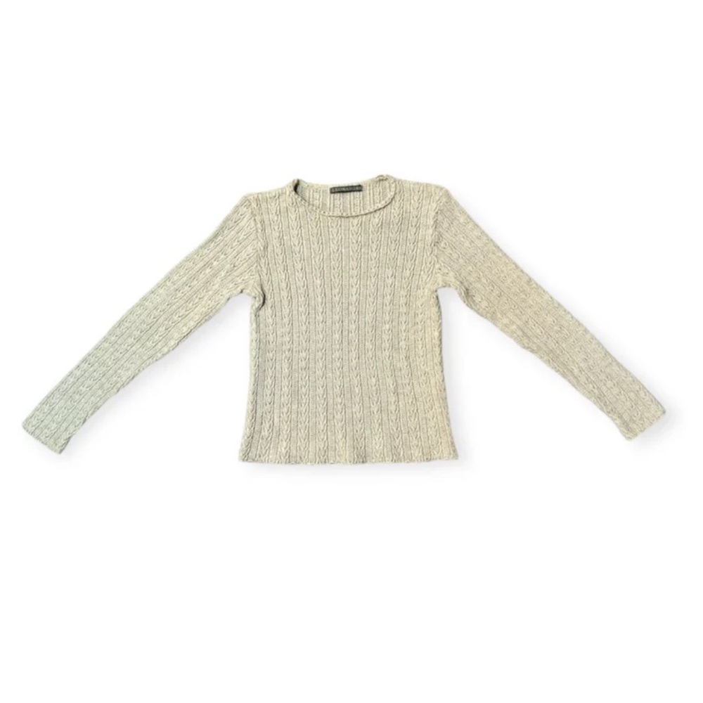 Leonardo Beige Cable Knit Boat Neck Jumper Sweater Women’s Small